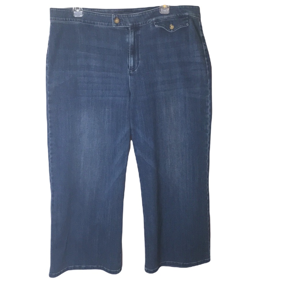 JJIll Denim Tab-Waist Full Leg Crops